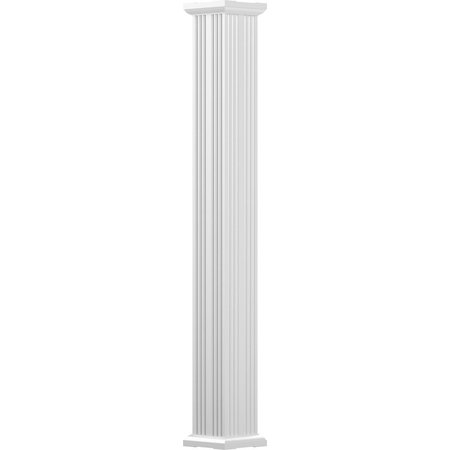 EKENA MILLWORK 4" x 8' Endura-Aluminum Column, Square Shaft (Load-Bearing 12,000 lbs), Non-Tapered, FLuted EA0408ENFSATUTU